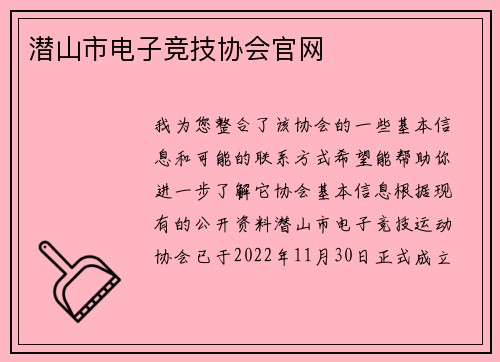 潜山市电子竞技协会官网